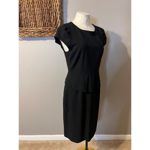 J Crew Dress 8 Black Short Sleeve Stretch Wool Career Church - Picture 6 of 10
